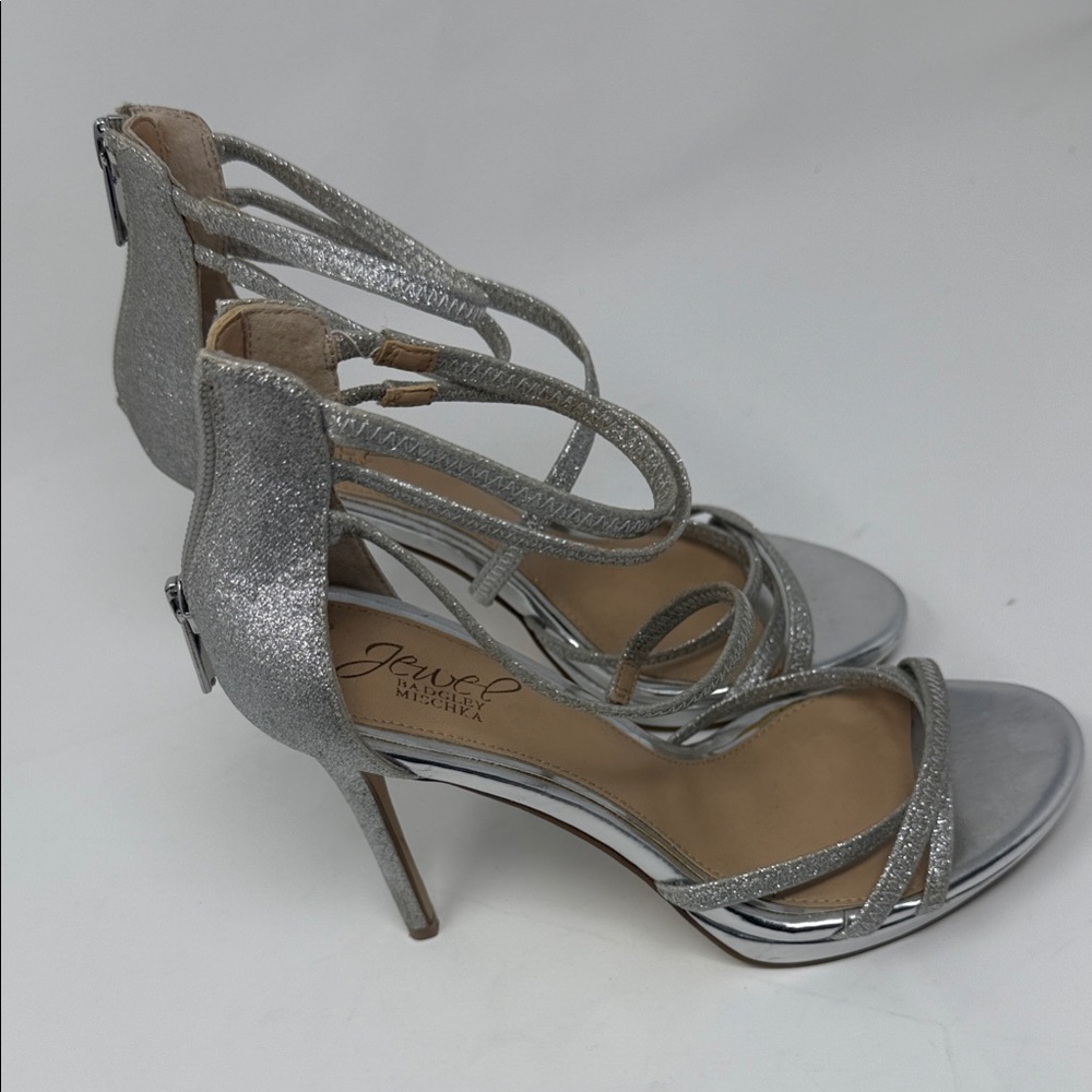 Jewel Badgley Mischka Glittering Silver Heels